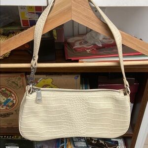 JW Pei Elegant Cream Crocodile-Embossed Shoulder Bag